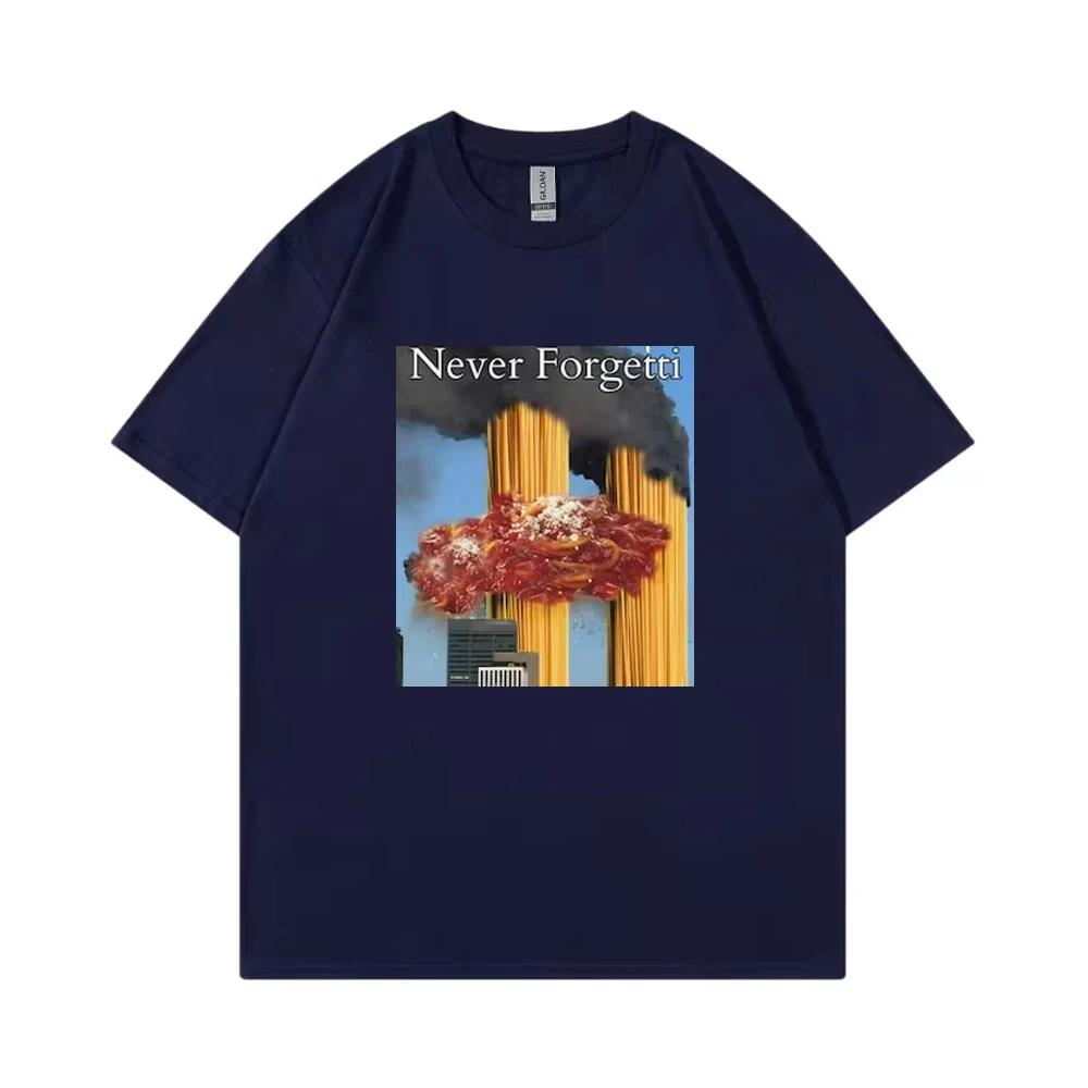 Men's Never Forgetti Printed September 11th Memorial Day Pattern 100% Pure Cotton Short-sleeved T-shirt, Casual High-quality Top