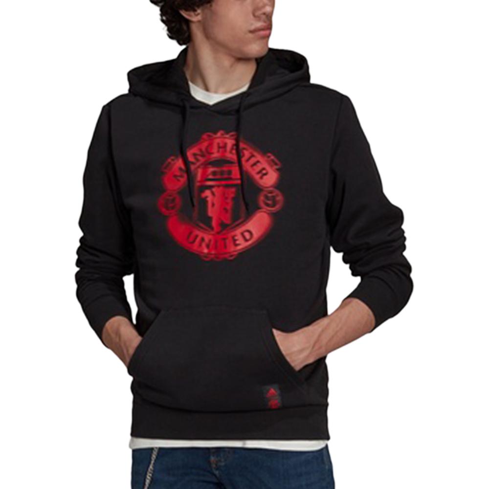 adidas Manchester United Football Series Printed Hoodie Men Tops Black GR3893