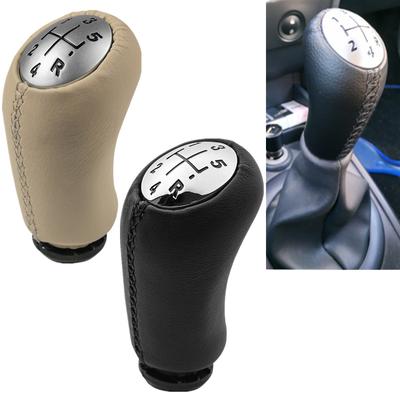 Black/Beige Leather 5 Speed Gear Shift Knob Lever Shifter Pen For Renault Clio 2 II Clio 3 III Megane 2 II Scenic II Kangoo