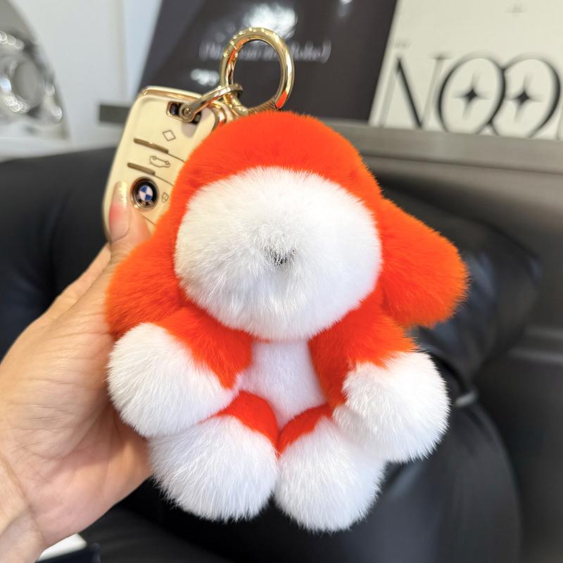 Real Natural Mink Fur Puppy Keychain Pendant Cute Dog Doll Toys Keyring Handbag Charm Ornament Pompom Plush Jewelry Gifts