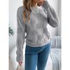 European American Style Solid Plaid Long Sleeve Pullover Sweater Women