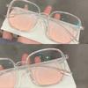 Korean Style Simple Temperament Gradient Sunglasses Pink Powder Blusher Glasses Women  Blue Light Blocking Glasses