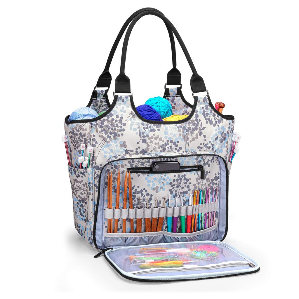Yarwo Knitting Tote Yarn Storage for Knitting Crochet and Knitting Supplies Bag, Bag, Needles, Hooks, (Dandelion)