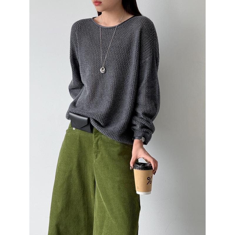 Autumn Korean Fluffy Women's Sweater - Soft, Loose, Round Neck Knit in Lazy Fashion Style