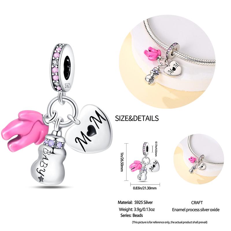 New Copper Bow Star Love Pink Series Charm Beads Suitable For 3Mm Original Bracelet Diy Fashion Jewelry Gift