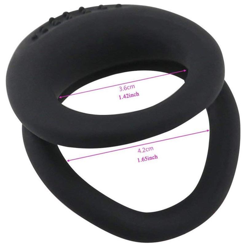 2-in-1 Silicone Cock Ring Harder Erection Penis Ring Ejaculation Delay Sex Toy for Men and Couples