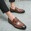 Men Brown Loafers Thick Sole Platform Height Increase Black Classic Business Office Dress Prom Tuxedo Party Shoes