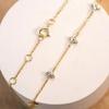 Emitame, Clover Motif CZ Diamond Bracelet, Four-Leaf Clover, S925 Sterling Silver, Gold Chain, Cute and Stylish, Women's Jewelry