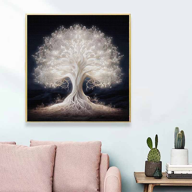 Neuankömmling 5D DIY Vollkreis Diamantmalerei "Silberbaum" Stickerei Kreuzstich Heimdekor Geschenk
