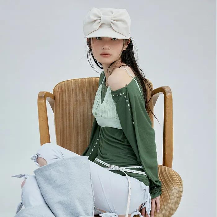 BELLBOY CAP_RIBBON_DOT CREAM