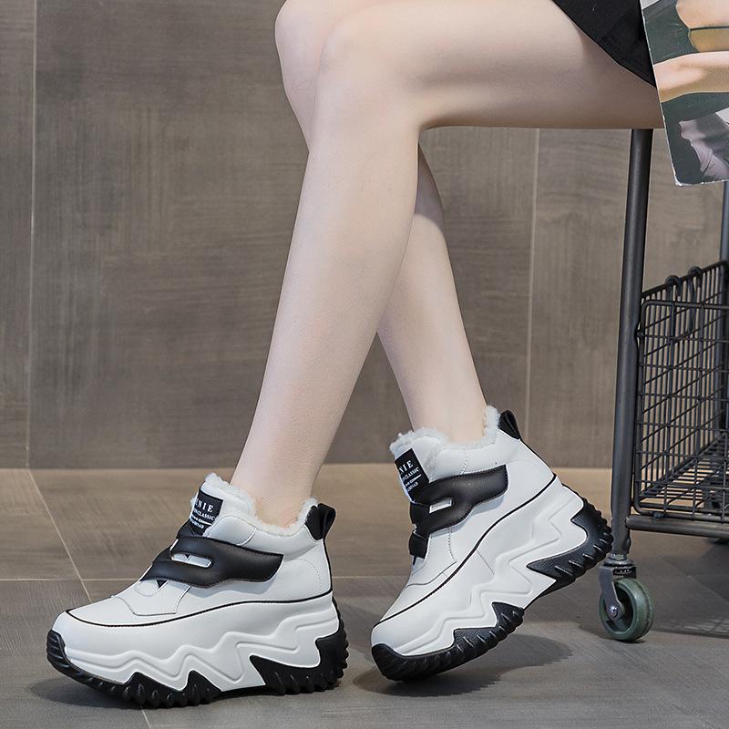 985 Leather Women's Shoes Autumn and Winter New Muffin Thick Sole Inner Height Increase Sports and Leisure Shoes Old