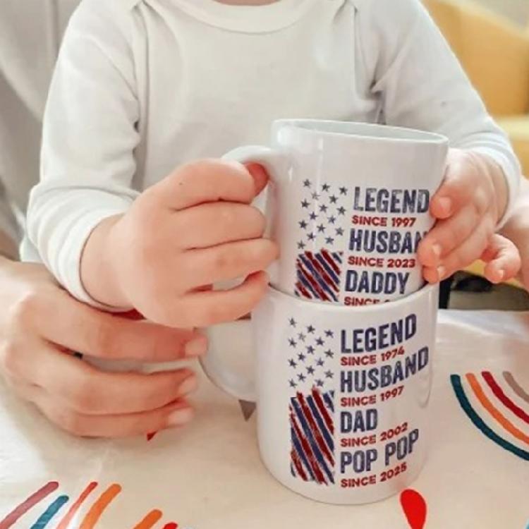 Legends Dad Husband Print Tea Cup 11Oz And 15Oz Size Ceramic Coffee Mug Comfortable Grip Design Fathers Day Present