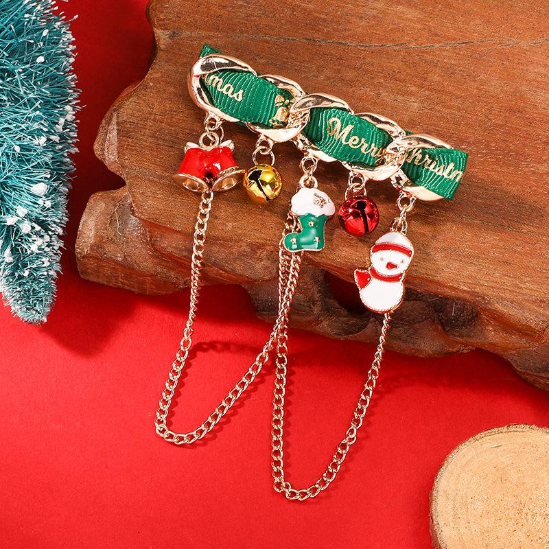 Legierung Weihnachtsbaum Schneemann Brosche, Pop Paar Elch Weihnachtsmann Brosche Ornament