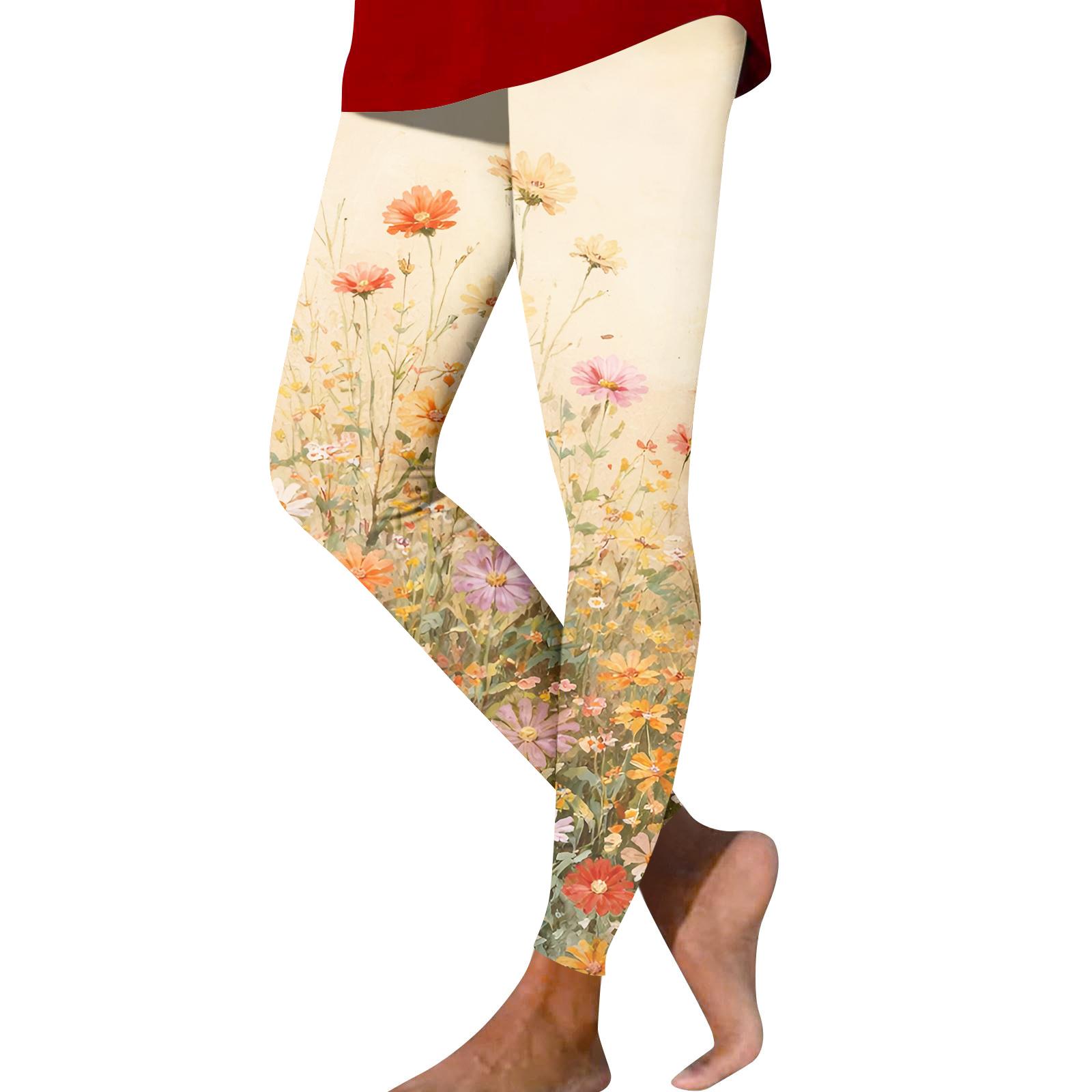 

Women s Fashion Casual Print Straight-Leg Pants Outdoor Printed Slim Yoga Pants XL шафрановий