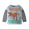 Autumn Kids' Cartoon Dinosaur Long-Sleeve Color Block T-shirt for Boys