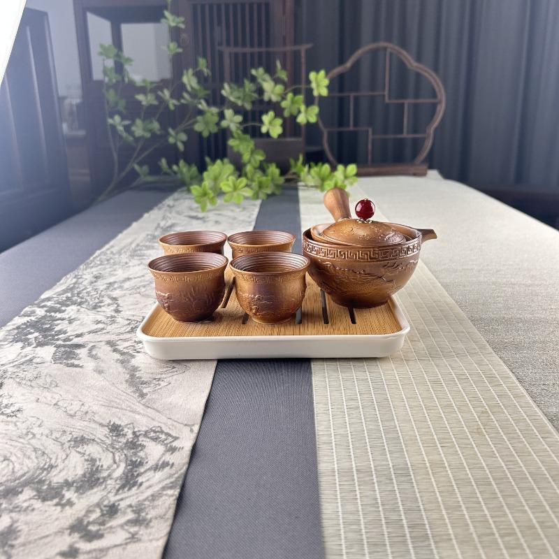 6pcs Premium Tea Set Include Teapot Teacup Tea Tray And Portable Bag Suitable For Family Gathering RV Travel Outdoor Camping Holiday Gift Birthday New