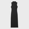2024 Sleeveless Pleated Stand Collar Midi Dress - Solid Color Slim Fit