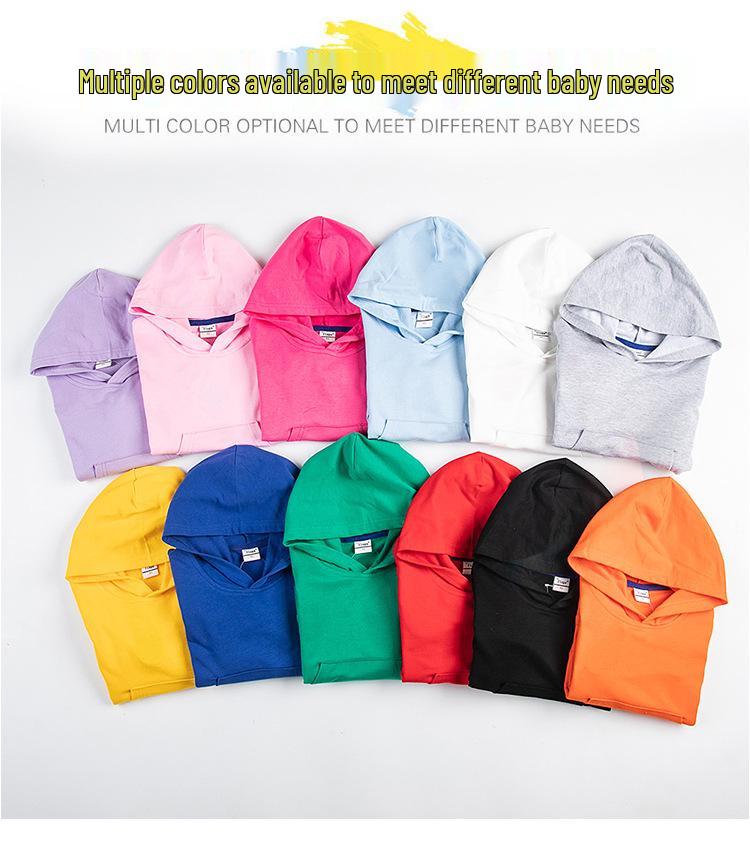 Autumn/Winter Solid Color Hooded Sweatshirt for Kids, Casual Top/Outerwear, Custom Patterns Available