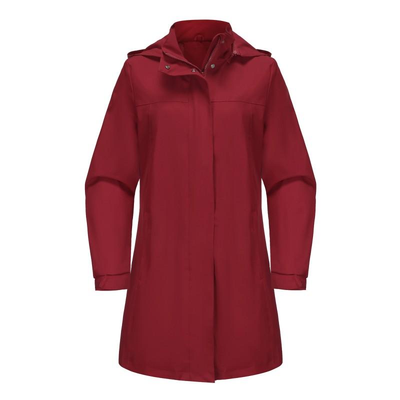 Womens Lightweight Waterproof Windbreaker Jacket Detachable Hood Solid Color Long Sleeve Casual Outerwear