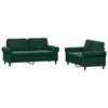 Vidaxl 2-Cz. Relaxation Set With Cushions, Dark Green, Velvet