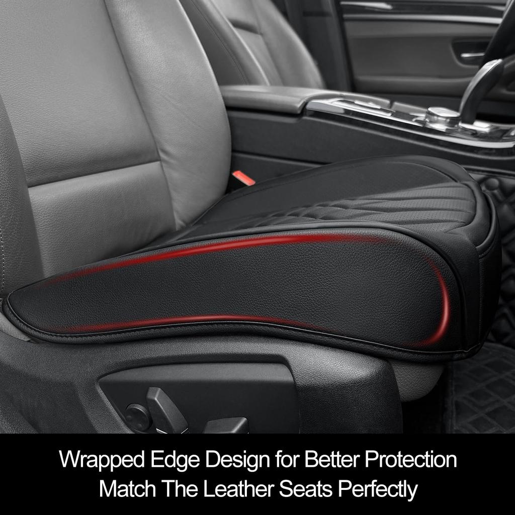 1 Pack Leather Front Car Seat Covers Bottom Car Seat Covers Fully Wrapped Non Slip and Waterproof Fits Most Vehicles Black