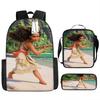 Moana Printed Backpack Large Capacity Sports Backpack Primary And Secondary School School Bag Three-Piece Set