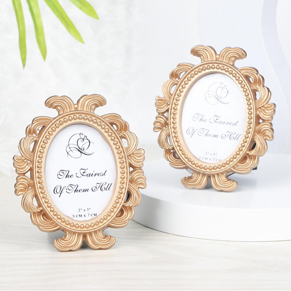Decorative Resin Frame Elegant Oval Photo Frame Set for Home Decor Wedding Display Vintage Resin Picture Holder