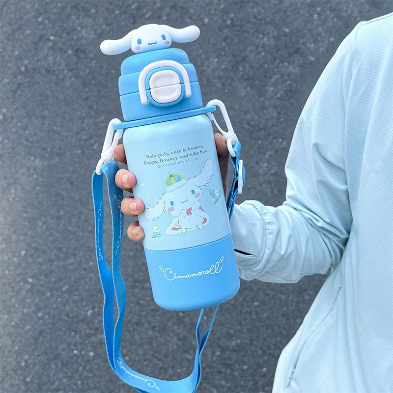 Children's thermos cup school special double drink cup cute kindergarten water cup straw kettle