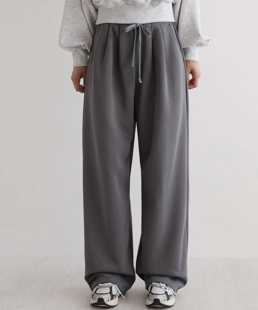 Ppaeppae Custom 2-Way Two-Pintuck Adjustable Hem Drawstring Wide Training Sweatpants 4 Colors (Short / Long 2 Types Of Length)