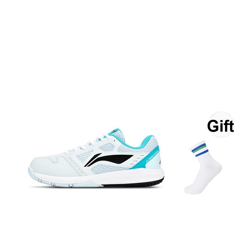 New LiNing Feather The Flash 1.0 Slip Resistant Low Top Badminton Shoes Unisex Cloud Porcelain Blue Black AYTT035-2