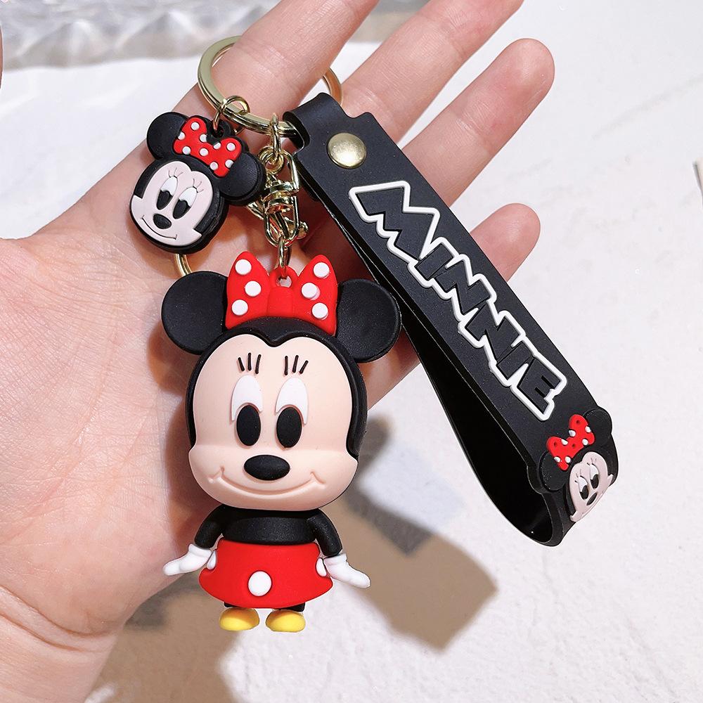 Creativity Cartoon Anime Keychain Stitch Donald Duck Minnie Mickey Pooh Bear Car Pendant Children Backpack Decoration Gift