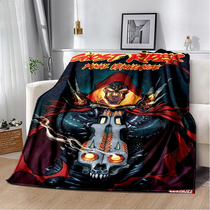 2026 New Marvel Horror Ghost Rider Cartoon Gift Soft Blanket,Soft Throw Blanket for Home Bedroom Bed Sofa Picnic Child Cover Kid