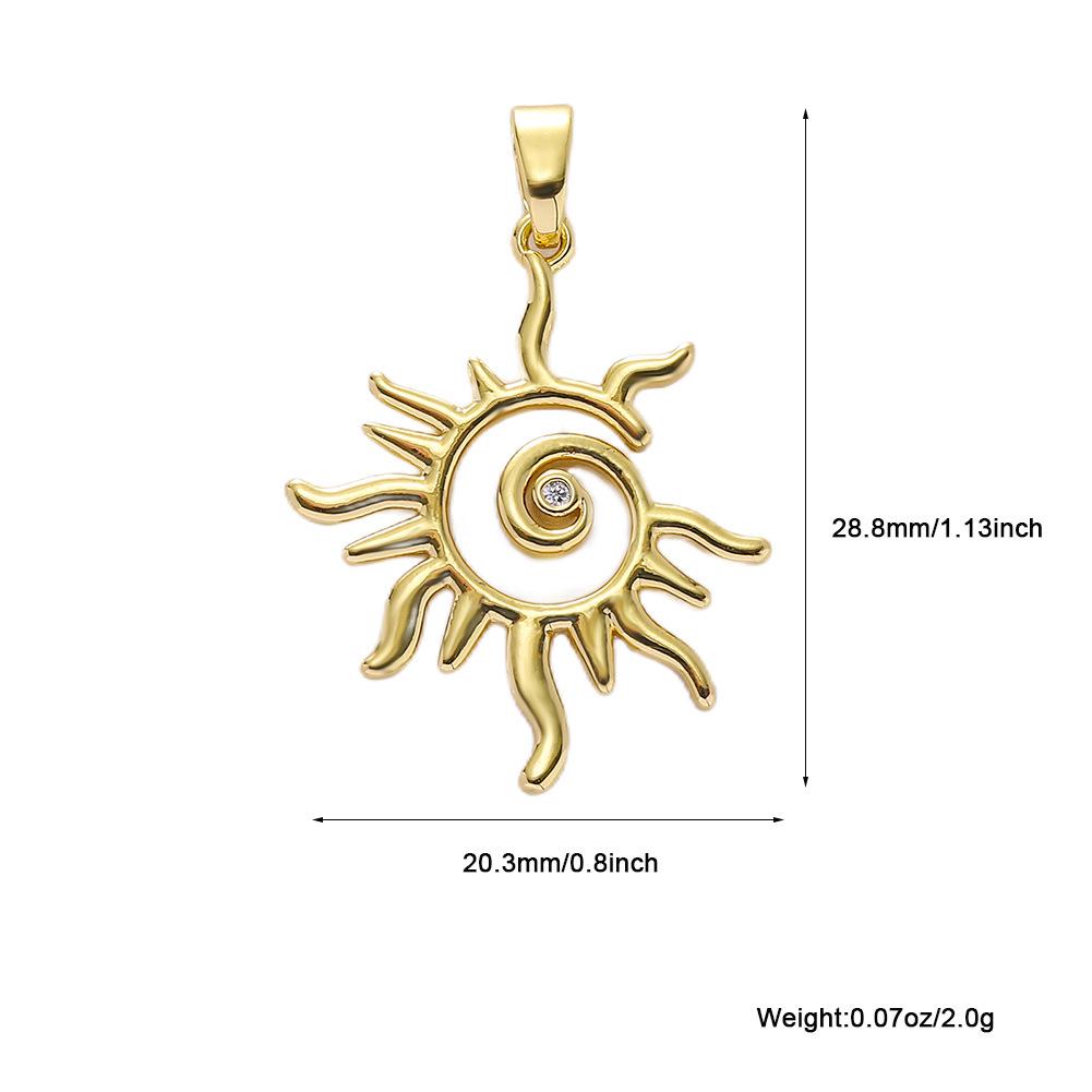 Trendy Sun Pendant Copper Gold-Plated Drip Oil DIY Jewelry: Necklace, Bracelet, Earring Accessories for Women