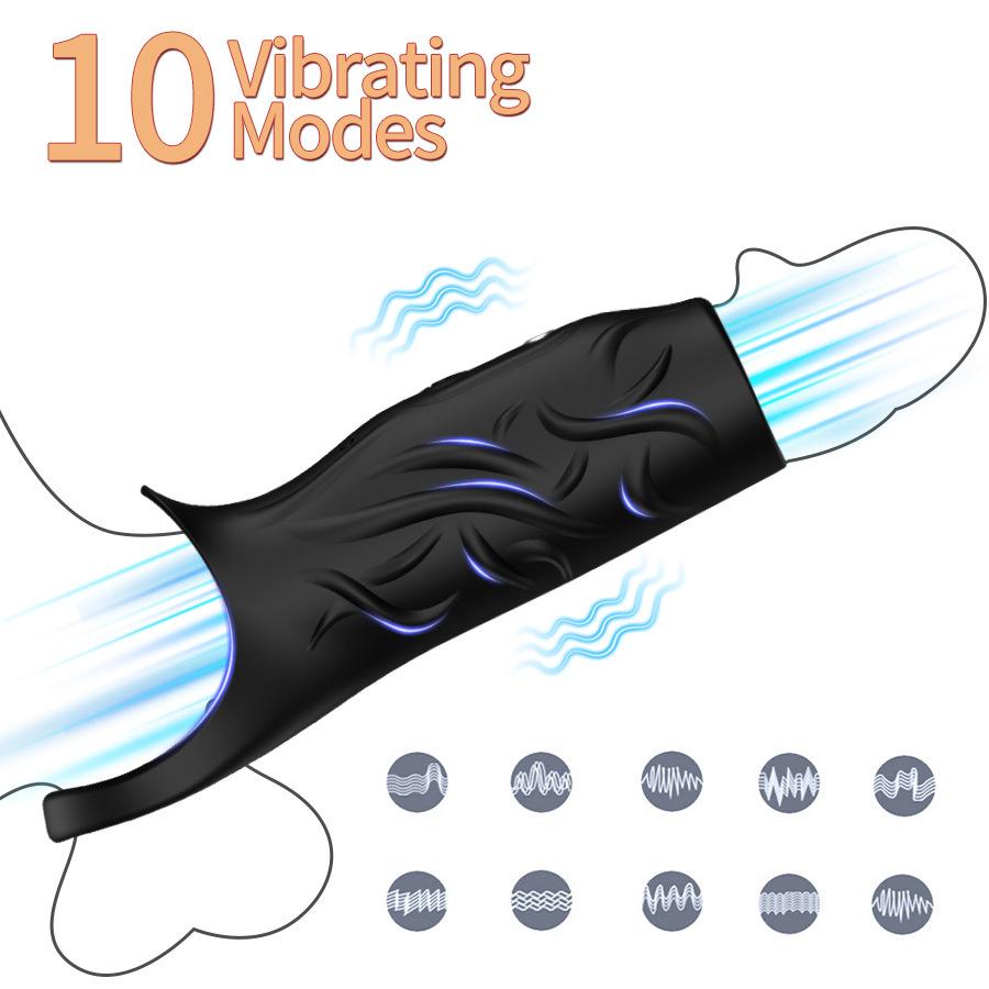 Vibrating Penis Sleeve Cock Ring Penis Ring Vibrator G-Spot Stimulation Penis Extender Male Couple Sex Toys for Men 18+