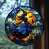 10/15/25CM Halloween Heks Solfanger Hengende Dekorasjon Svart Katt Flaggermus Måne Heks Farget Glass Akryl Vegg Vindu Hengende Skilt Ornament