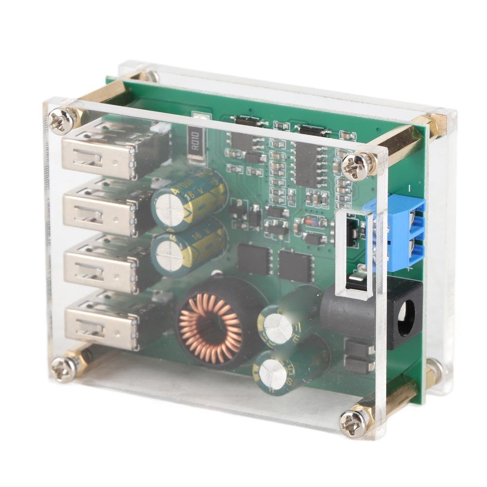 7‑60V to 5V DC-DC Step Down Converter 5A Current 4 USB Ports Voltage Step Down Converter Power Supply Module Electronic Projects