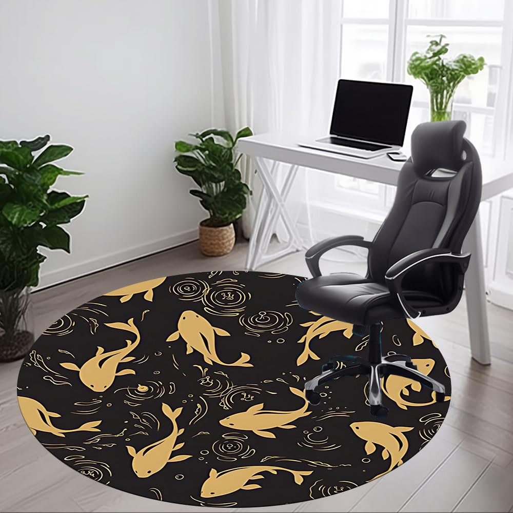 1pc Fish Pond Office Round Area Rug, Indoor Mat Suitable For Office, Under Office Chairs Bedroom Living Room Home Decor, Room Deco
