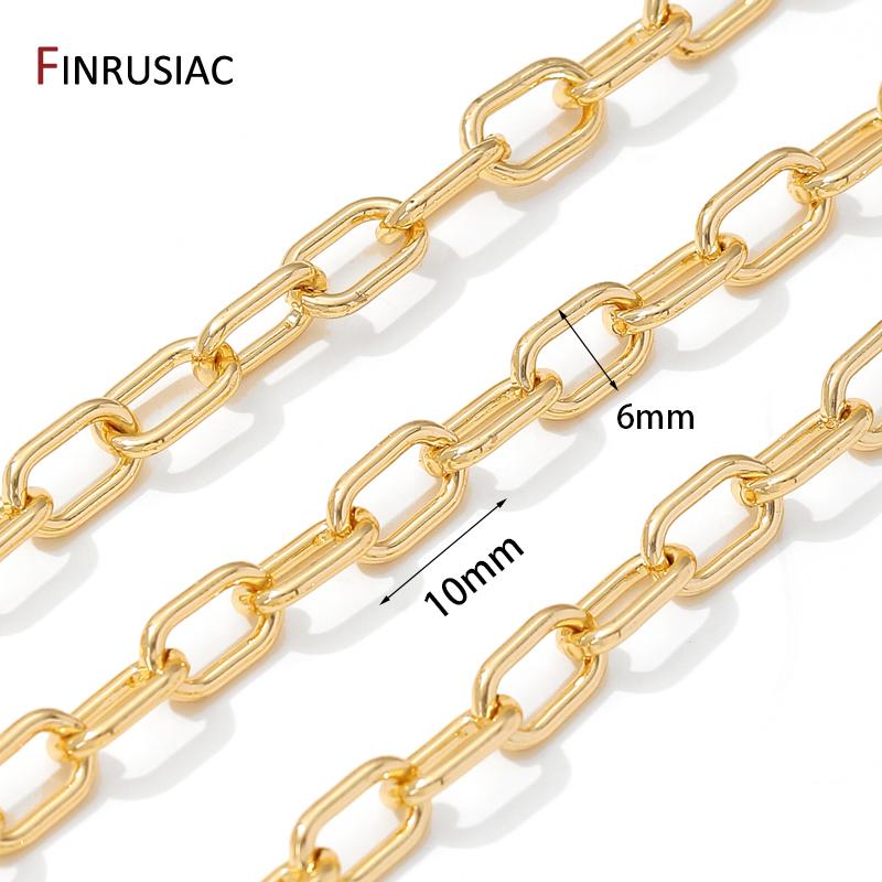 

1 Meter 14K Gold Plated Brass Chain 7mm Big Rolo Cable Bulk Chains For Necklace Bracelet Jewelry Making DIY Accessories 1 meter