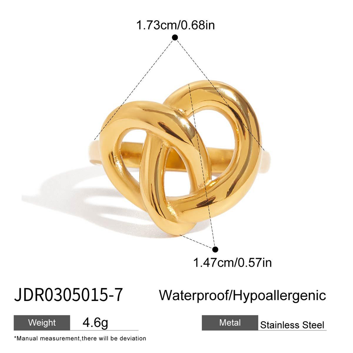 

Design sense retro style 18K gold, love alkaline water knot geometric hollow ring jewelry