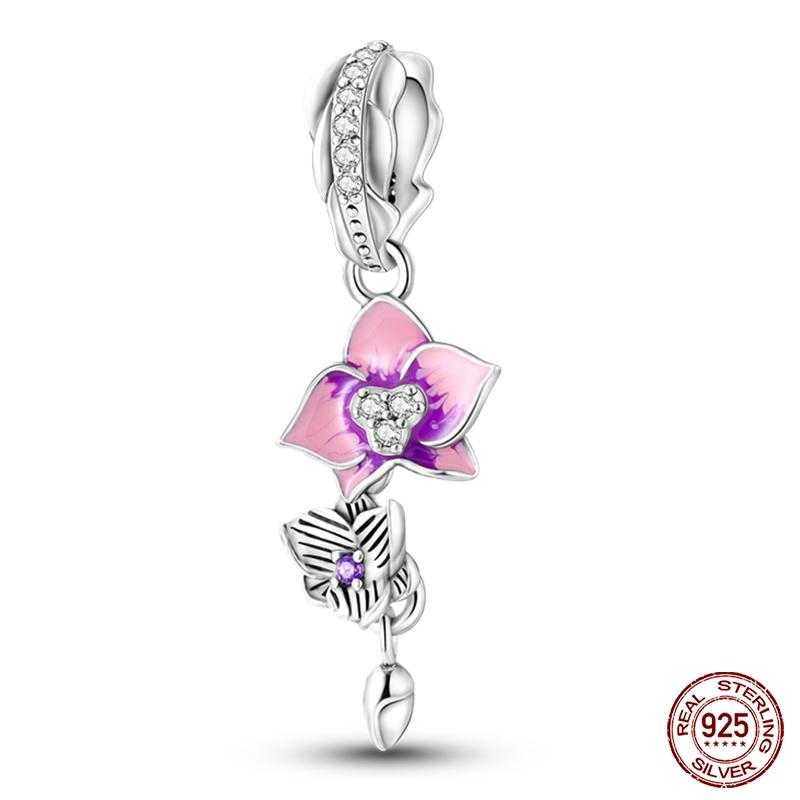 Copper Pink Collection Heart Shape Charm Beads For Brand Original Bracelet Diy Jewelry Gift