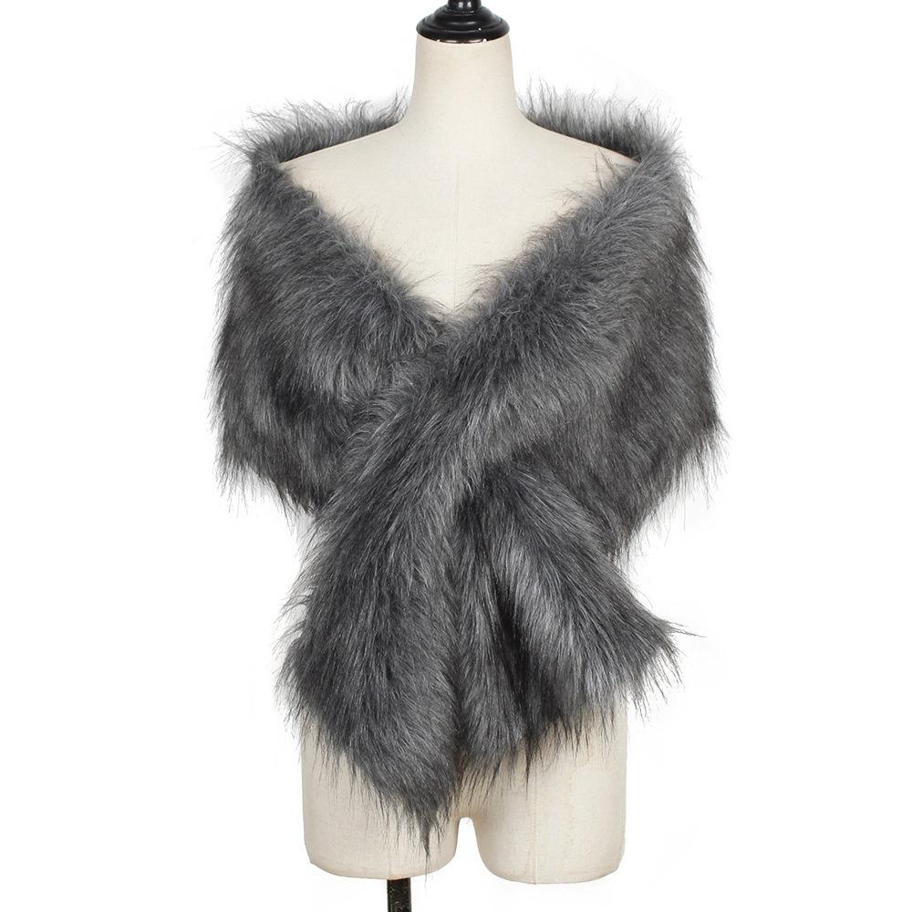 

Faux Fur Warm Cheongsam Shawl Widened Pashmina Wraps Fashion Faux Fur Scarf Autumn Winter 4