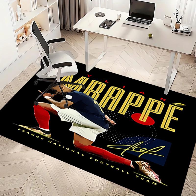 1pc Kylian Mbappé Print Area Rug - Soft, Washable Non-Slip Indoor Mat, Living Room, Home Office Decorative Rug,Office Decorative