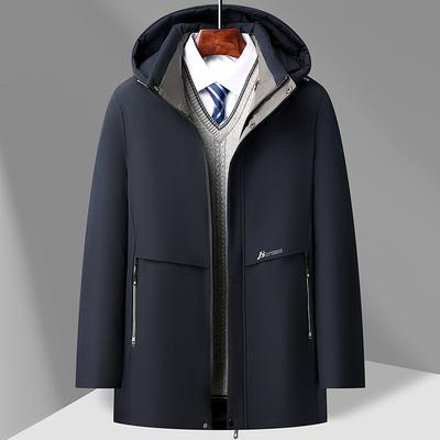 New Autumn and Winter Casual Business Thickened Cold Warm Cotton Coat Plus Velvet Casual Cotton Coat Black Navy Blue