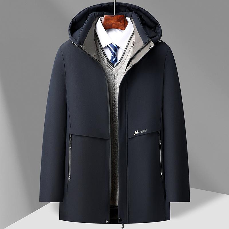 New Autumn and Winter Casual Business Thickened Cold Warm Cotton Coat Plus Velvet Casual Cotton Coat Black Navy Blue