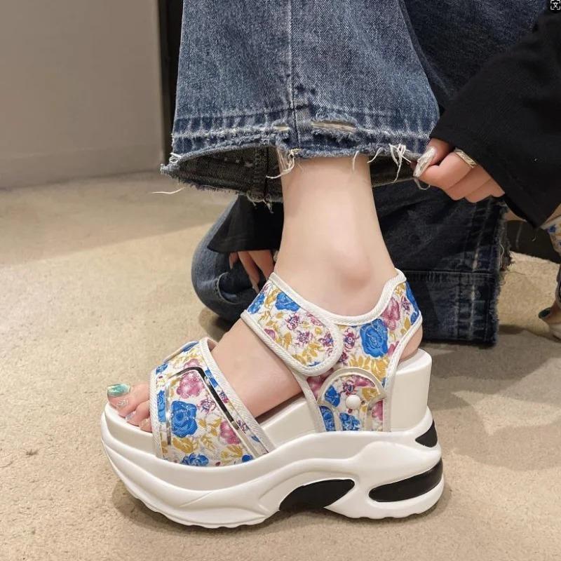 Fashion Platform Sandals Female 2025 Summer Fashion Peep-toe Shoes Character With High Heel Muffin Daddy Leisure Sports Sandals Female