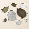 5-40pcs 3-Loops Oval Prndant Cabochons Blank Base Setting DIY Necklace Bracelet Jewelry Making Accessories Findings