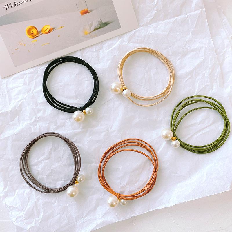 Elegant Korean Pearl Knot Hair Tie - High Elasticity Rubber Band Accessory.