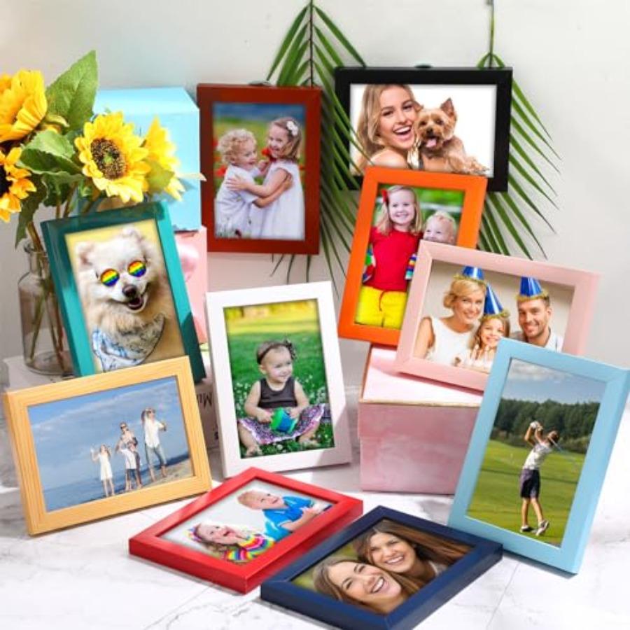 Set of 24 Picture Frame Bulk with Acrylic Sheet 4 X 6 Inch Photo Collage Frames with Invisible Nail and S Hooks for Wall Table