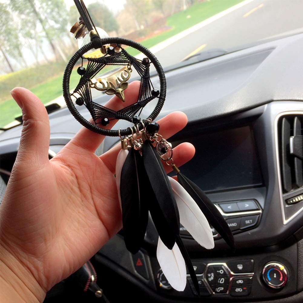 HIGHAWK Car Accessories Car Interior Decoration Pendant Dream Catcher Feather Deer Rearview Mirror Decoration
