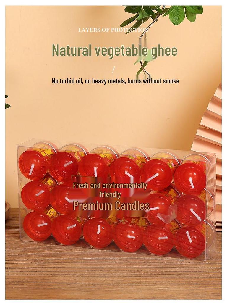 Windproof Red Candle Incense - 18 Smokeless Pieces for Wedding or Offering to Buddha, Small Fortune Wealth Candle.